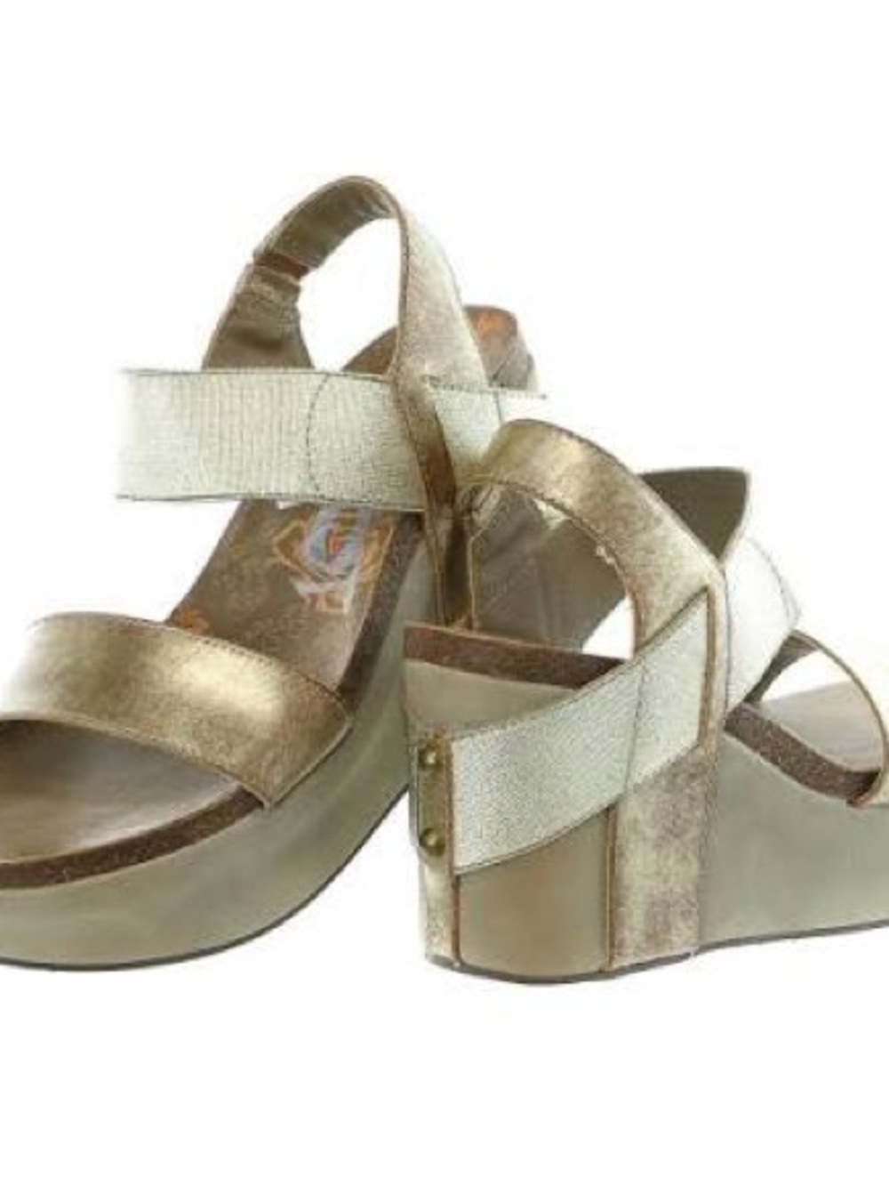 OTBT Gold Wedge Sandals with Elastic Strap - Women